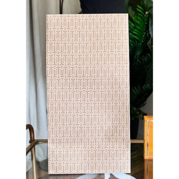 Tory Burch Geometric Pattern Gift Bag With Green Ribbon Tie 14" X 8" X 4" Premiu - Picture 3 of 5